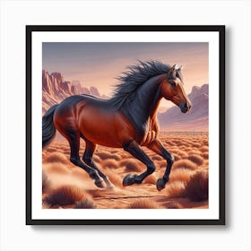 Horse Running In The Desert 1 Art Print