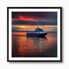 Sunset On A Ferry 16 Art Print