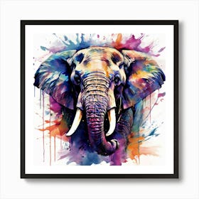 Ams Jmbor Kispix Prompt Author A Wild Elephant In Full Roar Charging Directly Towards The C(2) Art Print