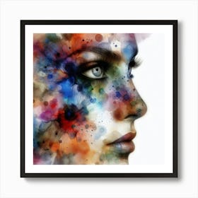 Watercolor Of A Woman'S Face 10 Art Print