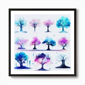 Watercolor Trees 1 Poster