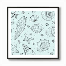 Sea Shells Seamless Pattern 1 Art Print