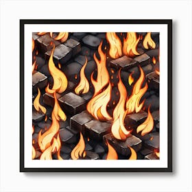 Realistic Fire Flat Surface For Background Use Watercolor Trending On Artstation Sharp Focus Stu (6) Art Print