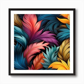 Colorful Feathers Seamless Pattern 1 Art Print