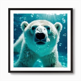 Under the Sea, Polar Bear Cub Swimming Art Print