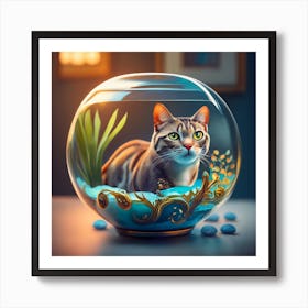 Cat In A Fish Bowl 7 Art Print