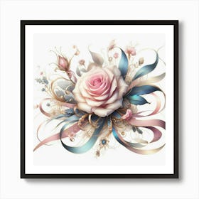 Roses And Ribbons Art Print