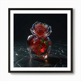 Rose In A Glass Bottle Art Print