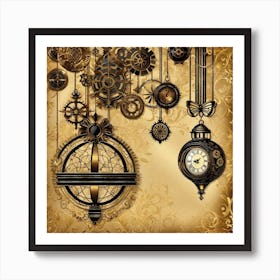 Steampunk Clocks Art Print