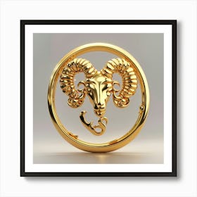 Default Simple Symbol Of Zodiac Sign Aries Made Of Pure Gold S 1 Art Print