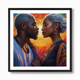 Man And A Woman , black Love, love Art Print