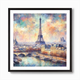 Paris Eiffel Tower Landmark Painting Art Print