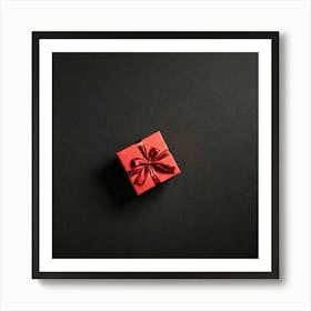 Red Gift Box On Black Background 2 Art Print