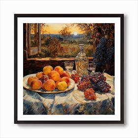 Table With Grapes Art Print