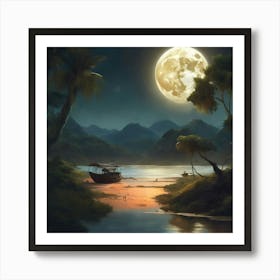 Full Moon In The Forest 1 Art Print