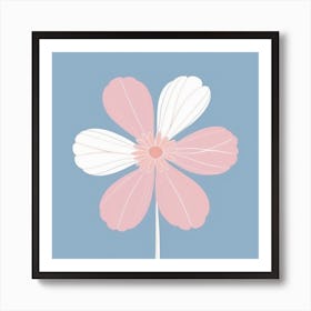 A White And Pink Flower In Minimalist Style Square Composition 241 Art Print