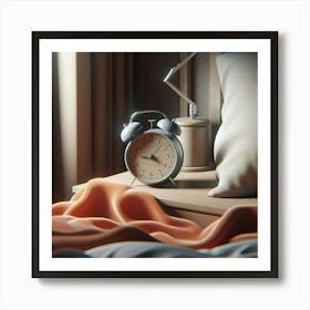 Alarm Clock On A Bed Poster