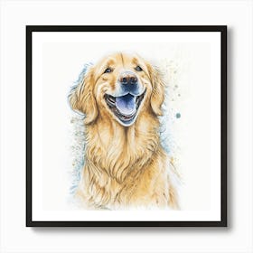 Golden Retriever Watercolor Painting  #cute #smiling_dog   #  Art Print