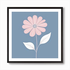 A White And Pink Flower In Minimalist Style Square Composition 680 Art Print