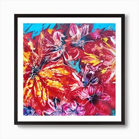 Colourful Tropical Flower Painting 2 Square Art Print