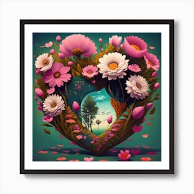 Heart Of Flowers 1 Art Print