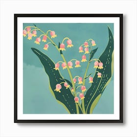 Lily Of The Valley 2 Square Flower Illustration Art Print