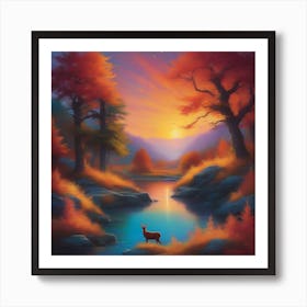 Deer In The Forest 5 Art Print