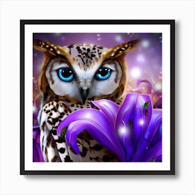 Owl With Blue Eyes 21 Art Print