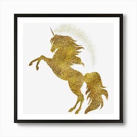 Golden Cute Glitter Beautiful Unicorn Gold Art Print