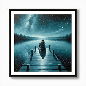 Contemplation By The Lake Wall Print Art A Serene And Reflective Scene Perfect For Inspiring Deep Thoughts And Tranquility In Any Space Art Print