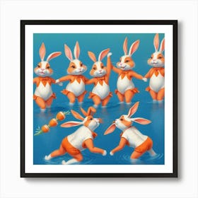 Rabbits In The Water 11 Art Print