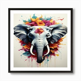 Default Generate A Powerful Colorful Elephant Face Logo Facing 2 Art Print