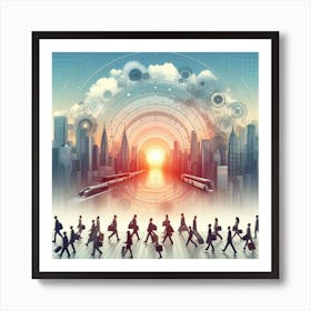 People Walking In The City Art Print