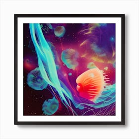 Jellyfish In Space Art Print