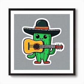 Cactus With Guitar 12 Art Print