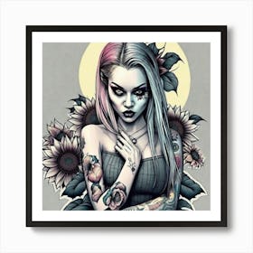 Girl With Tattoos Art Print