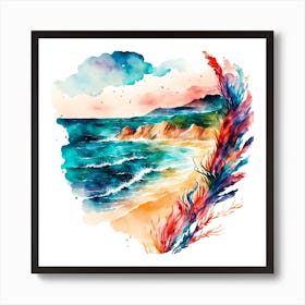 Watercolor Seascape 1 Art Print