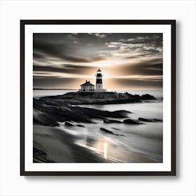 Lighthouse At Sunset 44 Art Print