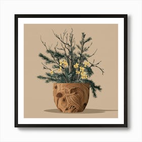 Owl In A Pot Art Print