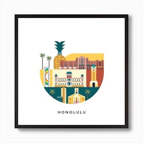 Honolulu Square Art Print