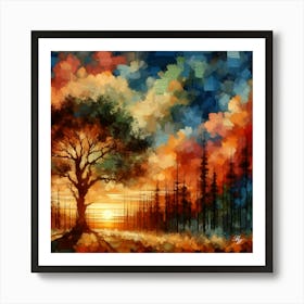 Beautiful Landscape At Sunset Art Print