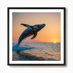 Humpback Whale Leaping Out Of The Water 6 Art Print