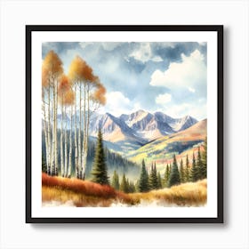 Watercolor Of Aspen Trees Art Print