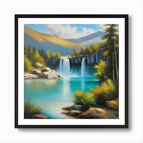 Waterfall In The Mountains 44 Art Print