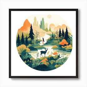 Illustration Of A Forest Art Print