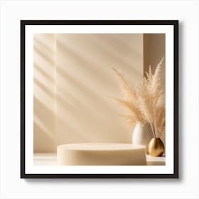 White Round Table In A Room Art Print