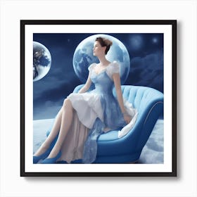 Woman In A Blue Chair Art Print