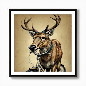 Deer On A Bike Art Print