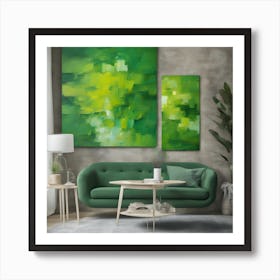 Green Abstract Painting Art Print