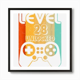 28th Birthday Gifts Level 28 Unlocked Funny Video Gamer 1 Art Print